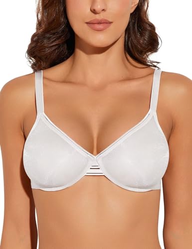 Deyllo Damen Bügel BH mit Spitze Unwattierter Triangel BH Soft Brustformende, Weiß, 75A von Deyllo