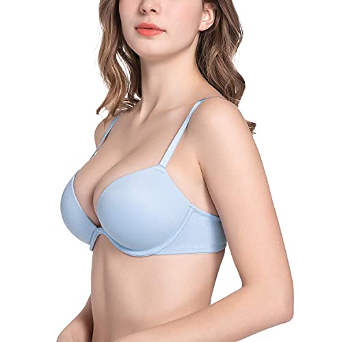 Deyllo Damen Push Up BH, Bügel BH, Super GepolsterterBH, T-Shirt BH, Plunge BH, Multi-Strap BH, Softschalen BH(Blau,80E) von Deyllo