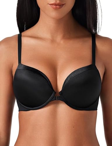 Deyllo Damen Push up BH mit Bügel Super Bequemer Dirndl BHS Comfit Soft Schalen Unsichtbarer Tshirt Bra Tiefer Rückenausschnitt Kleine Brüste Klassische BHS Starker Halt Anti Sag Schwarz 75A von Deyllo