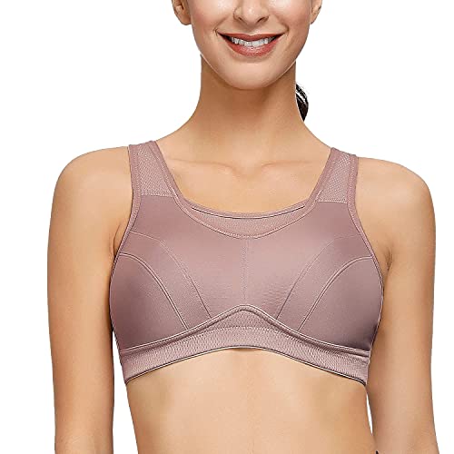 Deyllo Damen Sport BH Große Brüste starker Halt Sport-BHS Ohne Bügel für Fitness Joggen Lauf Yoga (Flieder, 105C) von Deyllo