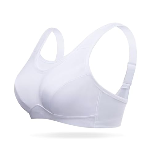 Deyllo Damen Sport BH Große Brüste starker Halt Sport-BHS Ohne Bügel für Fitness Joggen Lauf Yoga (Weiß, 95D) von Deyllo