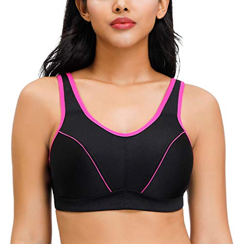 Deyllo Damen Sport BH Starker Halt Komfort Bügellos Ungepolstert Sports Bra Top(Black,105C) von Deyllo