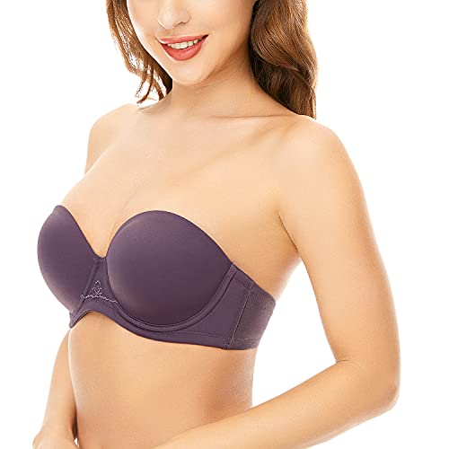 Deyllo Damen Trägerloser BH Bügel Halbschalen Große Größen BH mit Geformte Cups Multiway(Lila,95D) von Deyllo