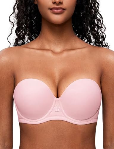 Deyllo Damen Trägerloser BH Super Push up Extrem BH Große Größen mit Bügel Geformte Comfy Multiway Strapless Bra Starker Halt Zartrosa 80C Deyllo Damen Trägerloser BH Super Push up Extrem BH Große Größen mit Bügel Geformte Comfy Multiway Strapless Bra Starker Halt Zartrosa 80C von Deyllo