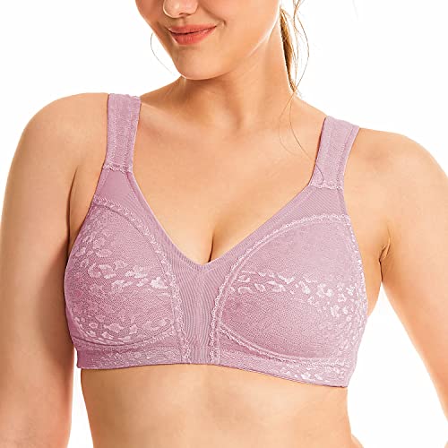 Deyllo Damen Vollschalen Minimizer BH Nicht Bügel Große Größen BH Klassischer(Helles Lila,85B) von Deyllo
