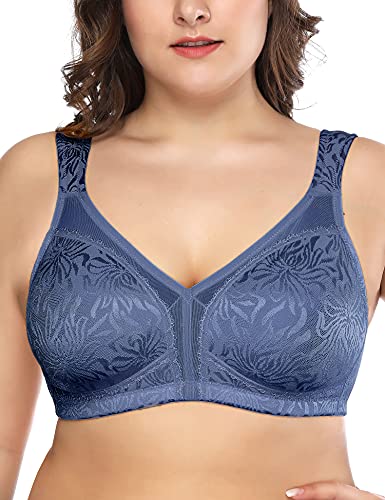 Deyllo Damen Vollschalen Minimizer BH Nicht Bügel Große Größen BH Klassischer(Klassisches Blau,100G) von Deyllo