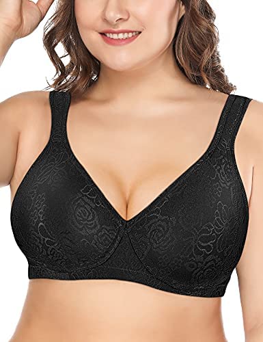 Deyllo Damen Vollschalen Minimizer BH Nicht Bügel Große Größen BH Klassischer(Schwarz35,85G) von Deyllo