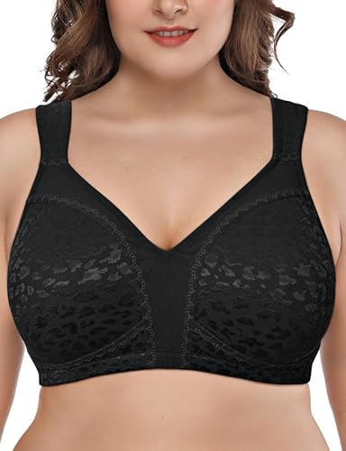 Deyllo Damen Vollschalen Minimizer BH Nicht Bügel Große Größen BH Klassischer Schwarz005-1 100D von Deyllo