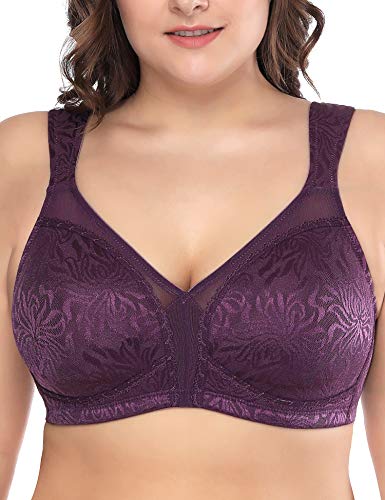 Deyllo Damen Vollschalen Minimizer BH Nicht Bügel Große Größen BH Klassischer (Lila,90G) von Deyllo