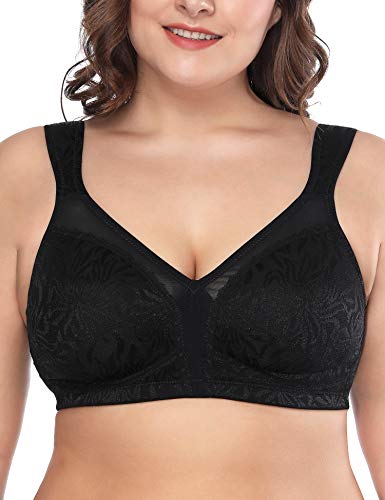 Deyllo Damen Vollschalen Minimizer BH Nicht Bügel Große Größen BH Klassischer (Schwarz,105B) von Deyllo