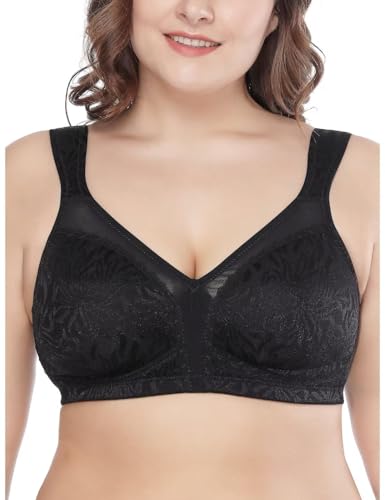 Deyllo Damen Vollschalen Minimizer BH Nicht Bügel Große Größen BH Klassischer (Schwarz,90C) von Deyllo