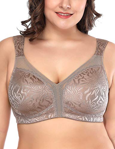 Deyllo Damen Vollschalen Minimizer BH Nicht Bügel Große Größen BH Klassischer (Toffee,105G) von Deyllo