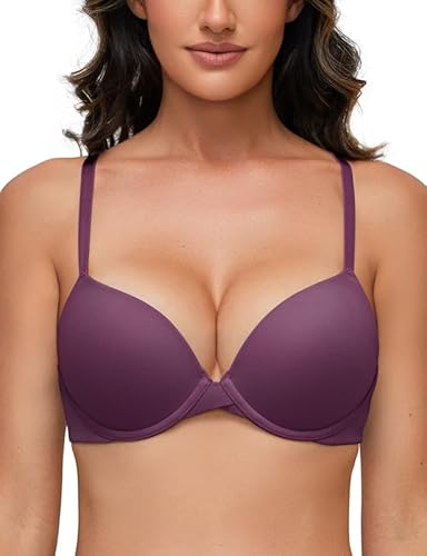 Deyllo Super Push up BH Damen mit Bügel Extrem Seamless T-Shirt BHS Comfy Gepolstert Bra Body Make up für Kleine Brüste Lila 85C von Deyllo