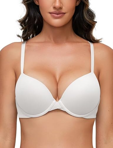 Deyllo Super Push up BH Damen mit Bügel Extrem Seamless T-Shirt BHS Comfy Gepolstert Bra Body Make up für Kleine Brüste Weiß 85A von Deyllo
