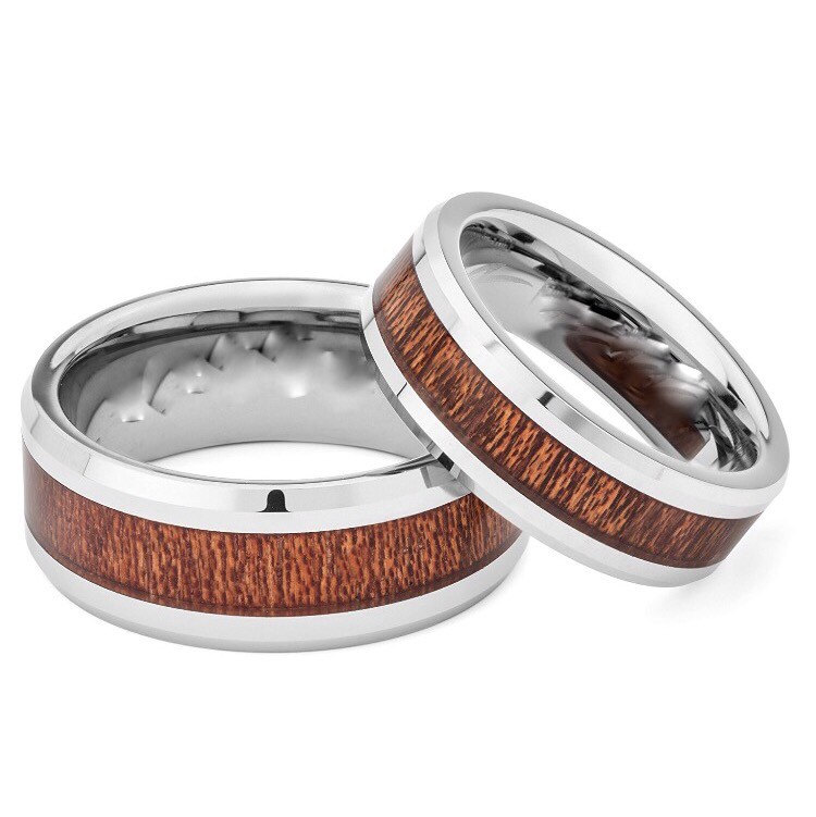 Wolfram Und Hawaiian Koa Holz Band Frauen Männer Hochzeit Verlobungsring von DezertGoldVintage