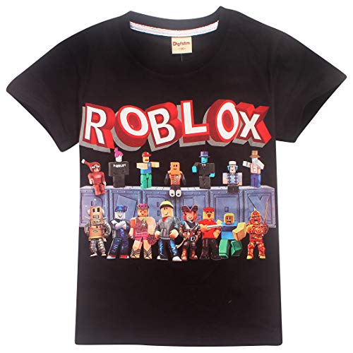 Dgfstm Kinder Roblox T-Shirt Kinderspiele Familie Gaming Team T-Shirt Atmungsaktives Baumwolltop für Mädchen Jungen Teenager Schwarz3, 16011-12Jahre von Dgfstm