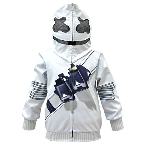 Dgfstm Jungen Smile Gesichtsmaske Hoodie Kinder Mode DJ 3D Langarm Pullover Cosplay Jacke (Reißverschluss, 150) von Delanhon