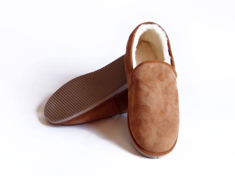 Charentaises Mixtes Farbe Camel Aus Schafsfell Leder Pantoffel von Dgrandiose