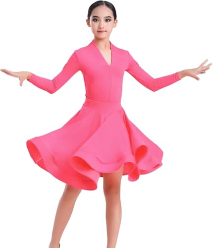 DgtZyrih Mädchen Lateinischer Tanz Kleid Kinder Tanzen Gesellschaftstanz Performance Performance Kostüm Rüschen Tanzbekleidung Standard Salsa Wettbewerb Übung Outfit Kleidung,A12,110 von DgtZyrih