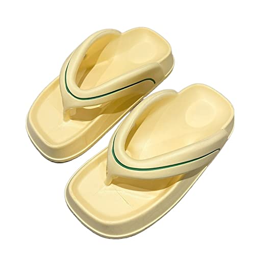 Dh2yjnbf3 Badesandalen Mode Persönlichkeit Sommer dicker Boden Flip-Flops modische Oberbekleidung Flut Indoor One Word Sandalen Outdoor Flip-Flops Badeschuhe(Yellow,42/43) von Dh2yjnbf3