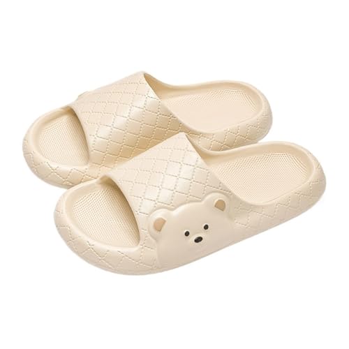 Dh2yjnbf3 Badezimmerschuhe for Damen und Herren, weiche, bequeme, rutschfeste Sommer-Duschpantoffeln, leichte Hausrutschen for Pool und Strand(Khaki,Alpha Small) von Dh2yjnbf3