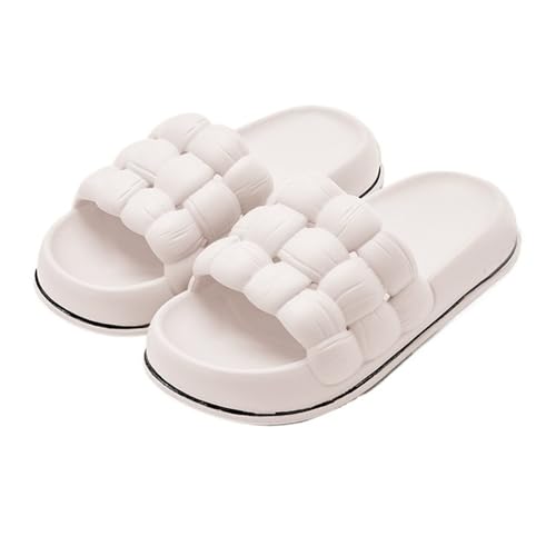Dh2yjnbf3 Cloud Slides Kissen-Hausschuhe Unisex Komfort-Rutschfeste Dusch-Hausschuhe Dicke Sohle Haussandalen Indoor & Outdoor(Weiß,Alpha Medium) von Dh2yjnbf3