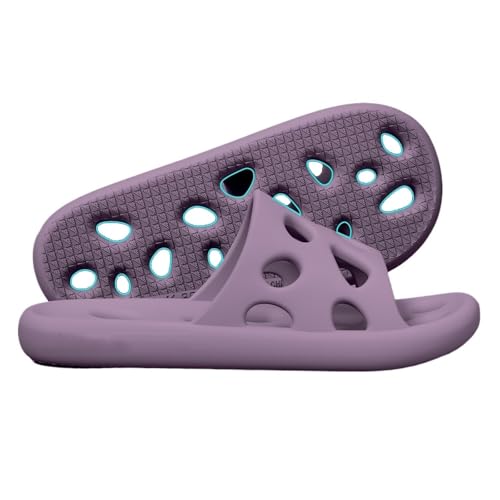 Dh2yjnbf3 Fashion Unisex Shower Shoes Soft Lightweight Bath Slippers with Drainage Holes Quick Dry Non Slip Indoor Outdoor Use(Purple,Alpha Medium) von Dh2yjnbf3