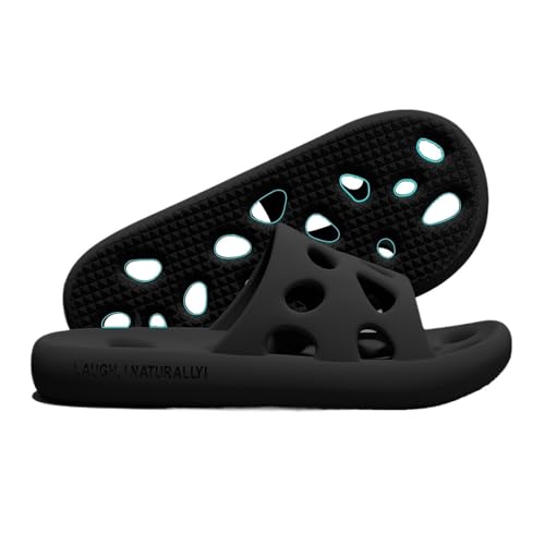 Dh2yjnbf3 Fashion Unisex Shower Shoes Soft Lightweight Bath Slippers with Drainage Holes Quick Dry Non Slip Indoor Outdoor Use(Schwarz,Alpha XX-Large) von Dh2yjnbf3