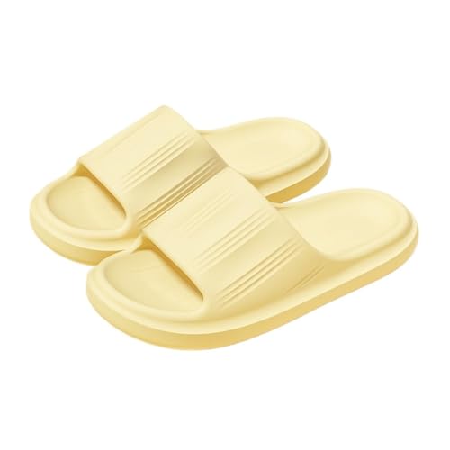 Dh2yjnbf3 Hausrutscher for Damen und Herren, schnelltrocknende, rutschfeste Duschschuhe, leichte Sommersandalen mit offener Zehenpartie for Badezimmer und Pool(Yellow,Alpha Small) von Dh2yjnbf3