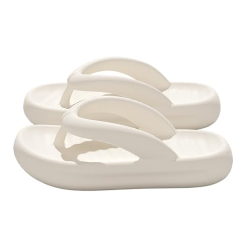 Dh2yjnbf3 Modische Flip-Flops for Damen, dicke Sohle, rutschfest, bequeme Sommer-Bade-/Dusch-/Strand-/Freizeitsandalen(Weiß,Alpha Medium) von Dh2yjnbf3