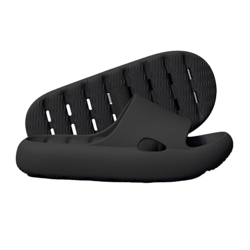 Rutschfeste Duschsandalen mit Abflusslöchern, Unisex, leicht, schnelltrocknend, Wolken-Hausschuhe for den Innen- und Außenbereich(Schwarz,Alpha X-Large) von Dh2yjnbf3