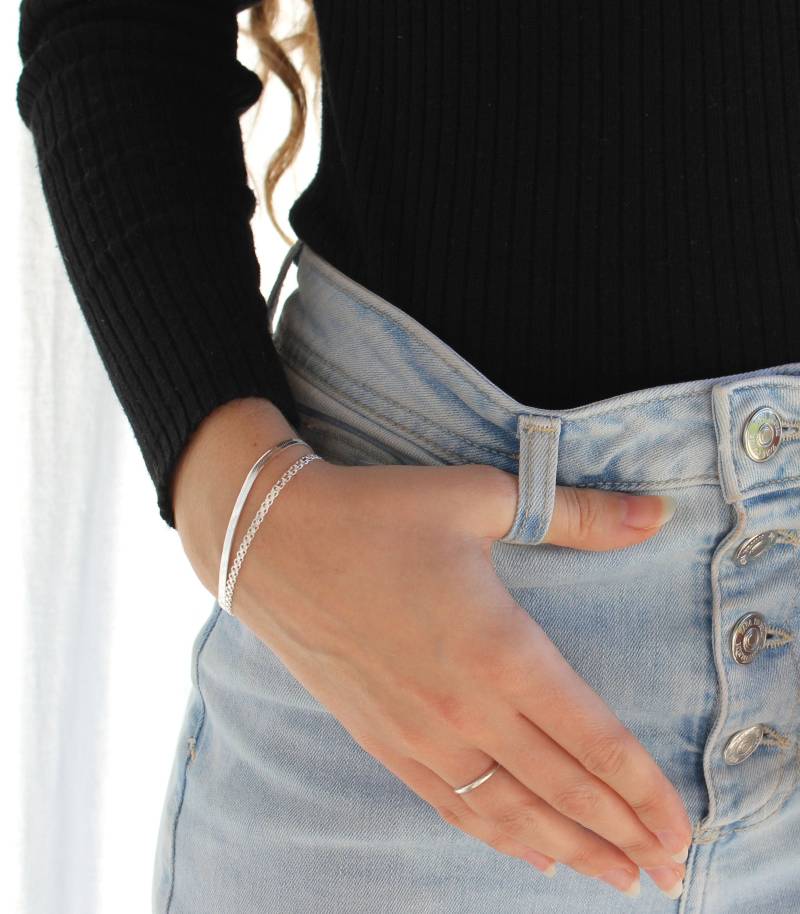 Flaches Omega Sterling Silber Armband Verstellbare Kette von DhanaJewels