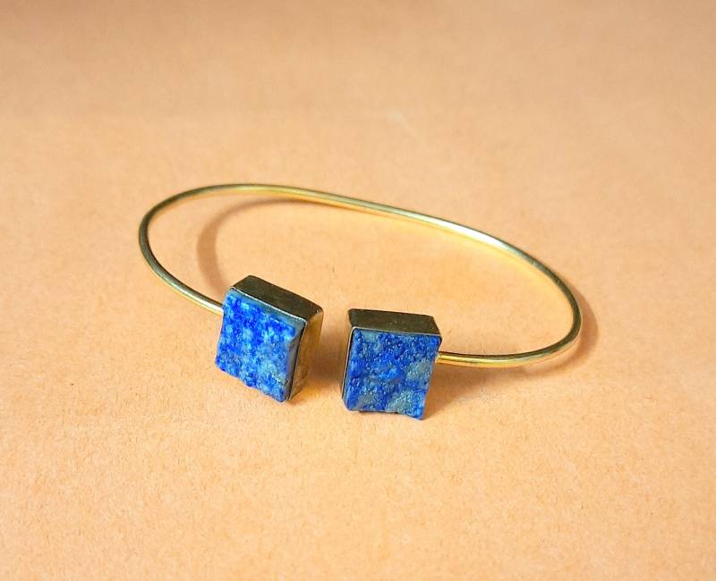 Armreif Natürlicher Lapis Lazuli Handgemachter Verstellbarer Doppelstein Wunderschöner Damenschmuck Designer von DharamJewels