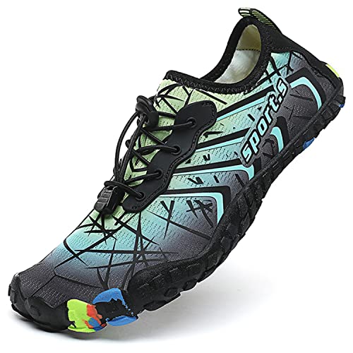 Dhinash Herren Aquaschuhe Wassersportschuh Damen Outdoor Barfußschuhe Traillaufschuhe Schnell Trocknend Schwimmschuhe Badeschuhe Strandschuhe Surfschuhe Wasserschuhe Unisex Schwarz Türkis Gr. 40 von Dhinash