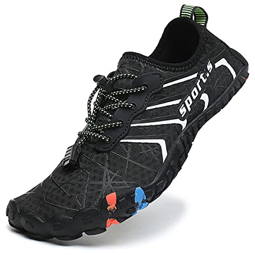 Dhinash Herren Aquaschuhe Wassersportschuh Damen Outdoor Barfußschuhe Traillaufschuhe Schnell Trocknend Schwimmschuhe Badeschuhe Strandschuhe Surfschuhe Wasserschuhe Unisex Schwarz Weiß Gr. 40 von Dhinash