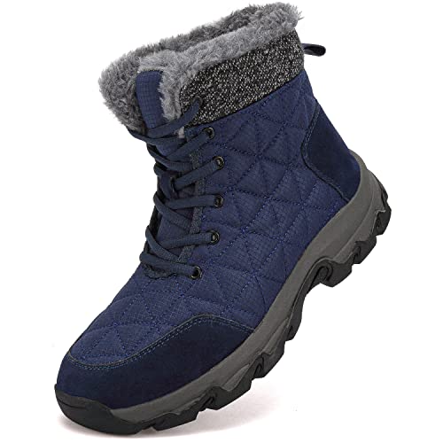 Dhinash Schneestiefel Herren Damen Winterstiefel Wasserdicht Warm Gefüttert Stiefelette Outdoorschuhe Trekkingstiefel Wanderstiefel Winterschuhe Schneeschuhe Wanderschuhe Blau Gr.40 von Dhinash