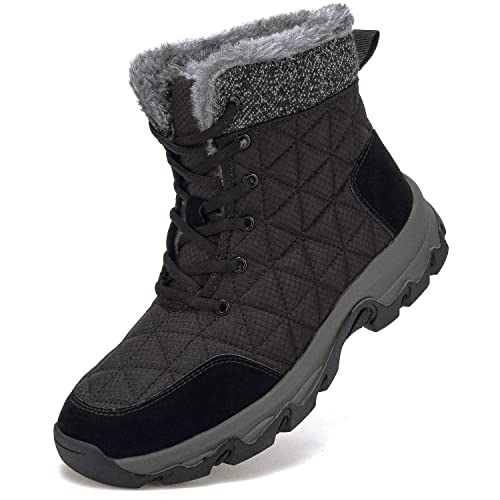 Dhinash Schneestiefel Herren Damen Winterstiefel Wasserdicht Warm Gefüttert Stiefelette Outdoorschuhe Trekkingstiefel Wanderstiefel Winterschuhe Schneeschuhe Wanderschuhe Schwarz Gr.42 von Dhinash