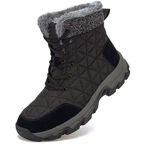 Dhinash Schneestiefel Herren Damen Winterstiefel Wasserdicht Warm Gefüttert Stiefelette Outdoorschuhe Trekkingstiefel Wanderstiefel Winterschuhe Schneeschuhe Wanderschuhe Schwarz Gr.46 von Dhinash