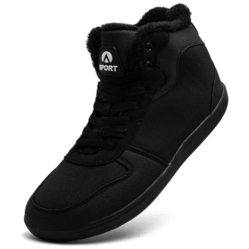 Dhinash Schneestiefel Herren Winterstiefel Wasserdicht Warm Gefütterte Stiefel Boots Stiefeletten Winterschuhe Schneeschuhe Schwarz Gr.45 von Dhinash