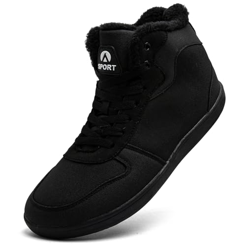 Dhinash Schneestiefel Herren Winterstiefel Wasserdicht Warm Gefütterte Stiefel Boots Stiefeletten Winterschuhe Schneeschuhe Schwarz Gr.46 von Dhinash