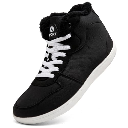 Dhinash Schneestiefel Herren Winterstiefel Wasserdicht Warm Gefütterte Stiefel Boots Stiefeletten Winterschuhe Schneeschuhe Schwarz Weiß Gr.46 von Dhinash