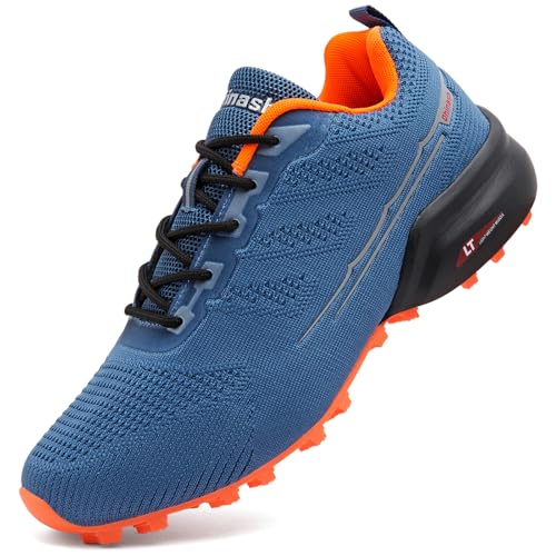 Dhinash Traillaufschuhe Herren Laufschuhe Trekking- & Wanderschuhe Turnschuhe Sneaker Sportschuhe Walkingschuhe Outdoor Fitnessschuhe Straßenlaufschuhe Blau Orange Gr.42 von Dhinash