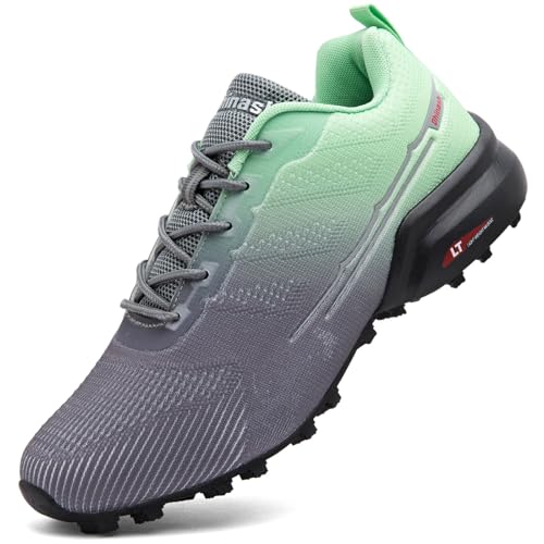 Dhinash Traillaufschuhe Herren Laufschuhe Trekking- & Wanderschuhe Turnschuhe Sneaker Sportschuhe Walkingschuhe Outdoor Fitnessschuhe Straßenlaufschuhe Grau Grün Gr.44 von Dhinash