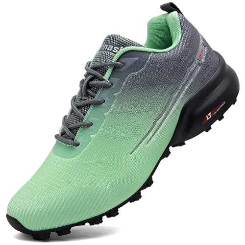 Dhinash Traillaufschuhe Herren Laufschuhe Trekking- & Wanderschuhe Turnschuhe Sneaker Sportschuhe Walkingschuhe Outdoor Fitnessschuhe Straßenlaufschuhe Grün Grau Gr.43 von Dhinash