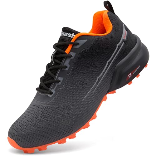 Dhinash Traillaufschuhe Herren Laufschuhe Trekking- & Wanderschuhe Turnschuhe Sneaker Sportschuhe Walkingschuhe Outdoor Fitnessschuhe Straßenlaufschuhe Schwarz Orange Gr.46 von Dhinash