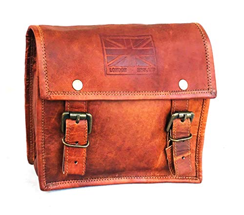 DHK-LEDER nature "7.9" Echtes Leder Handtasche Vintage Satchel Style Schulter Umhängetasche Unisex Natural Brown LEDER. von Dhk Devil Hunter Killer