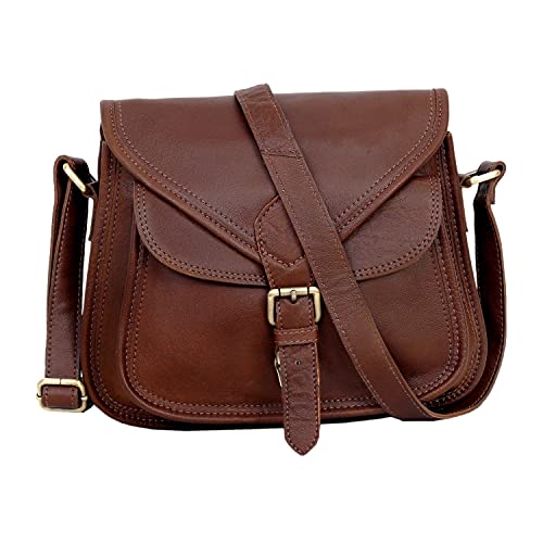 Dhk Devil Hunter Killer 25,4 cm Leder-Geldbörse Damen Schultertasche Crossbody Satchel Damen Tote Reisegeldbörse Echtes Leder (Sattelbraun) von Dhk Devil Hunter Killer