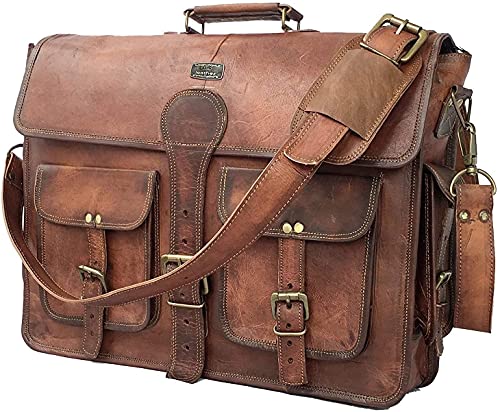 Dhk Devil Hunter Killer Cuero DHK 16 Zoll Vintage handgemachte Leder Messenger Bag Laptop Aktentasche Computertasche für Männer Braun Braun 16 Zoll von Dhk Devil Hunter Killer