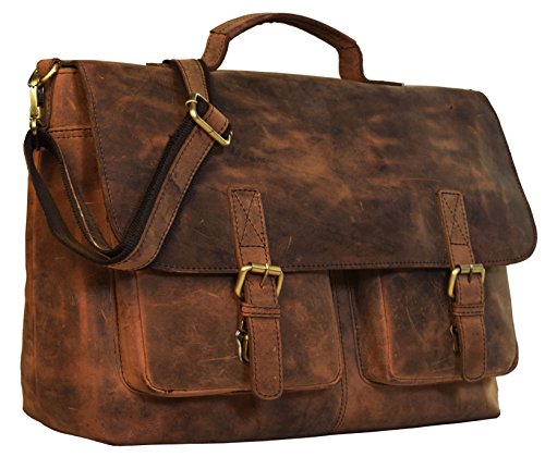 Dhk Devil Hunter Killer Umhängetasche Leder KK'S Bags Berlin Messenger Aktentasche Tragetasche Laptoptasche 15,6 16 Zoll Ledertasche Vintage Arbeitstasche SchultertascheBraun Herren Damen Groß XL von Dhk Devil Hunter Killer