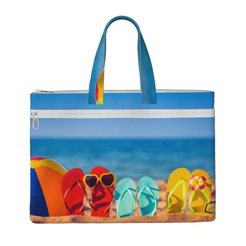 Dhnblqdp Flip-Flops On A Sandy Beach Print Canvas Totes Bag Office Document Bag Organizer Bag File Tote Bag For Work School College Daily Use, Schwarz , Einheitsgröße von Dhnblqdp